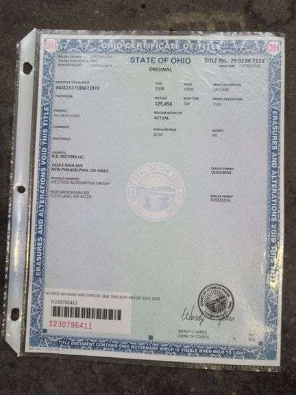 2008 Saturn Vue SW - showing 125,456 miles - runs good