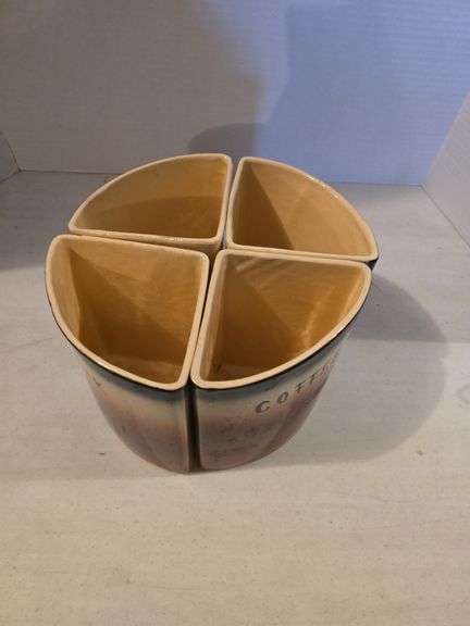 EMOND U.S.A 32 STONEWARE TRIANGULAR CANISTERS SET