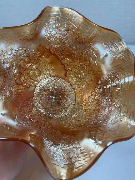 Imperial Peacock & Urn Carnival Glass Compote