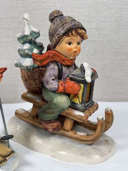 GOEBEL HUMMEL SLED AND SKIER FIGURINES