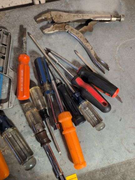 Flat of screwdrivers and other hand tools
