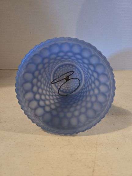 BLUE BOUDOIR BUBBLE GLASS LAMP SHADE 6" TALL