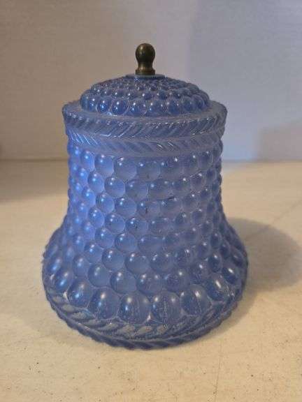 BLUE BOUDOIR BUBBLE GLASS LAMP SHADE 6" TALL