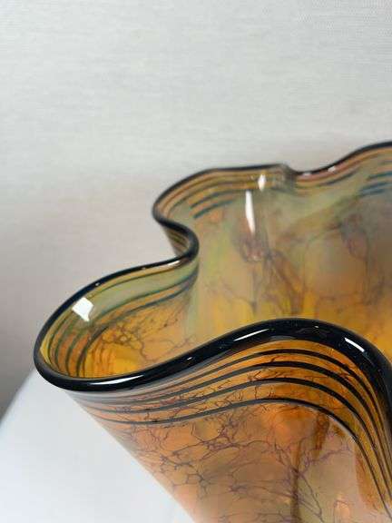 Wavy Art Glass Vase. Signed by John Mcdonald