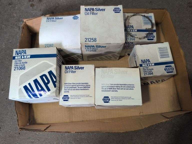 Flat of NAPA silver oil filters - see photos