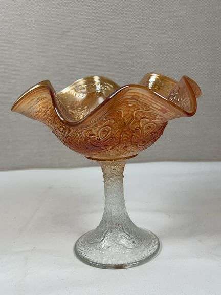 Imperial Peacock & Urn Carnival Glass Compote