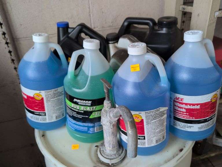 Assortment of motor oil and other vehicle fluids - most partially full