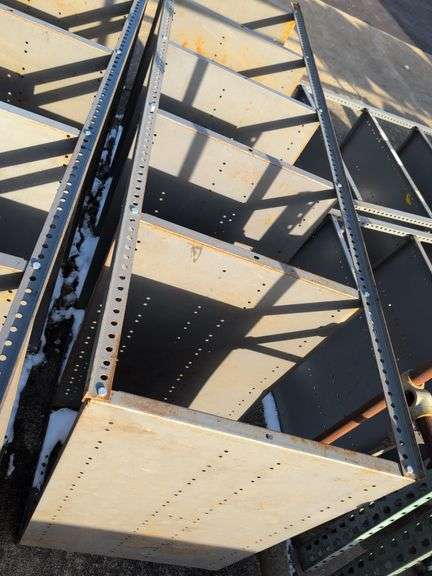 (2) large metal shelving units - 38" x 24" x 87"