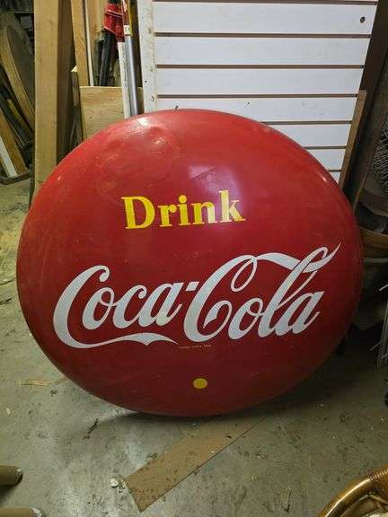 4' COCA-COLA METAL BUTTON SIGN