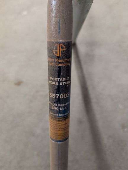 (2) portable work stands, metal top, creeper mat