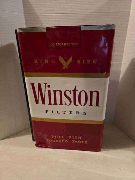 NICE WINSTON CIGARETTES DOUBLE SIDED METAL FLANGED SIGN 17" X 27" X 6"