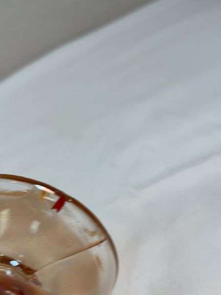 Dugan Marigold Carnival Glass Question Mark Pedestal Candy Dish