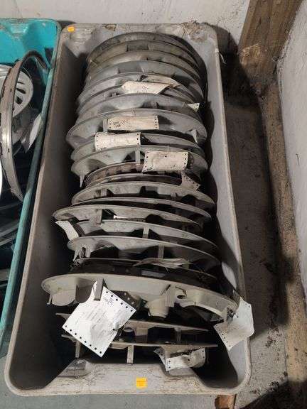 Tote of hubcaps - Honda, Cadillac, and more
