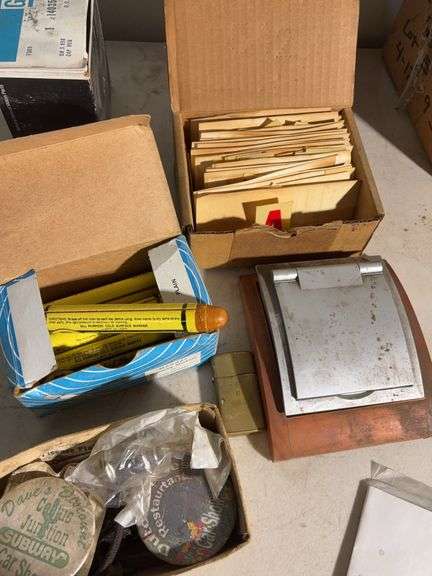 Box of tape, Cap hub, baseball, sign letters and more -see photos