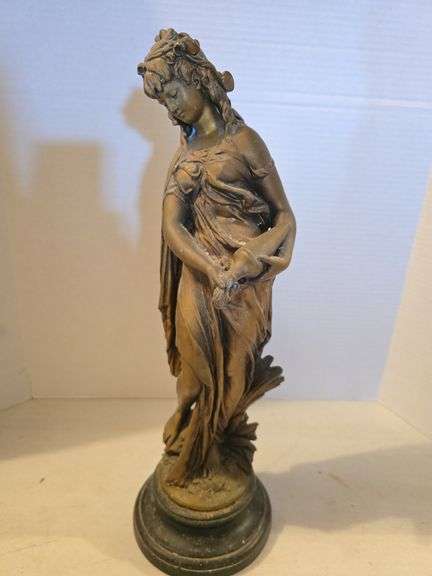 EARLY BRONZE LADY SCULPTURE 21" TALL