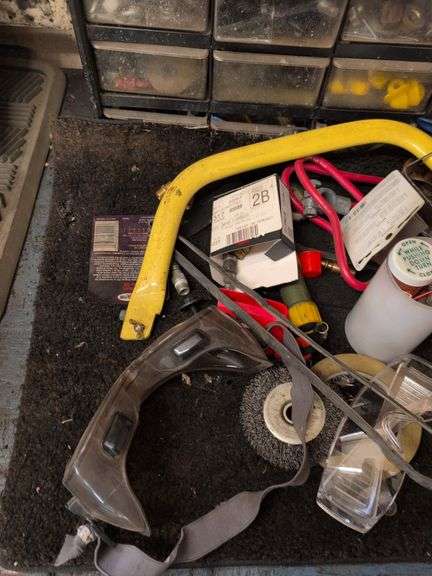 (2) screw organizers, safety glasses, and more