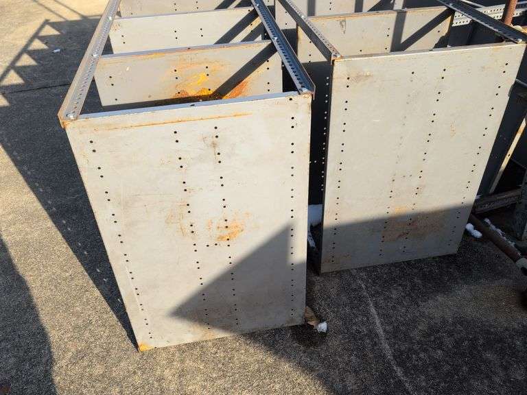 (2) large metal shelving units - 38" x 24" x 87"
