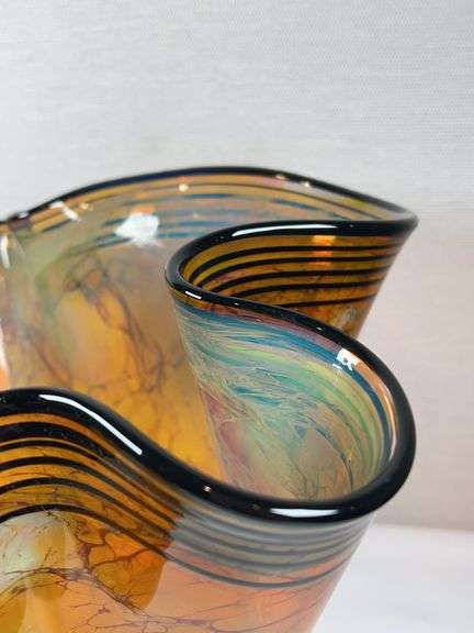 Wavy Art Glass Vase. Signed by John Mcdonald