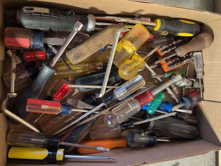 Flat of screwdrivers and other hand tools