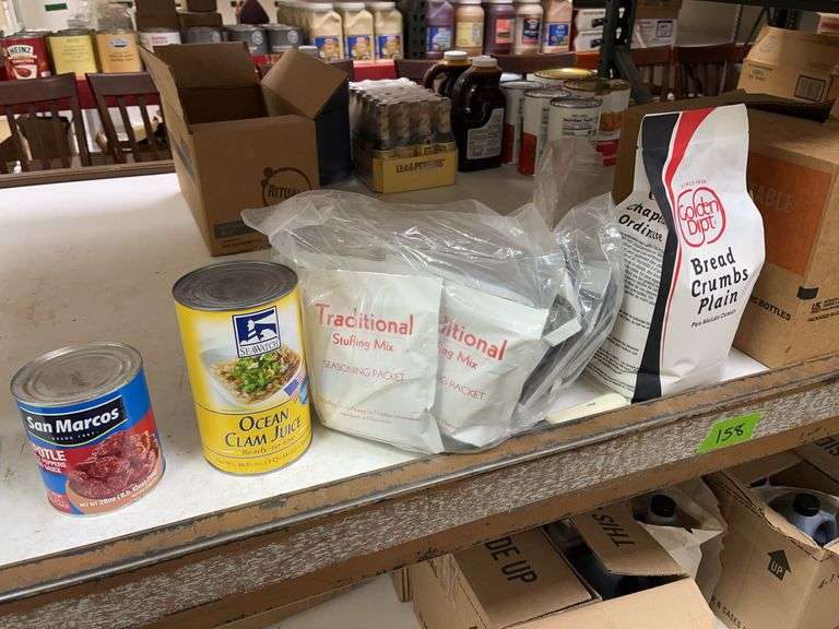 Unopened Food Shelf of unopened food items - Kaufman Realty & Auctions