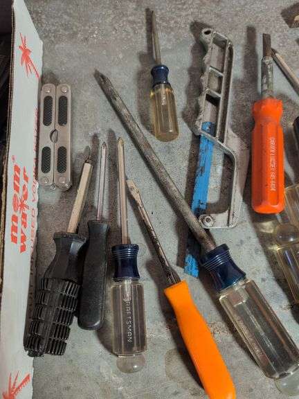 Flat of screwdrivers and other hand tools