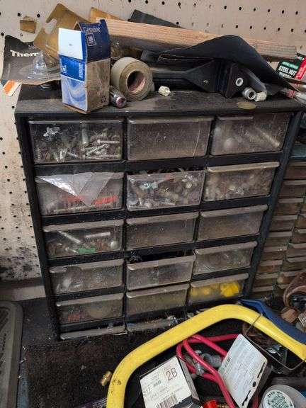 (2) screw organizers, safety glasses, and more