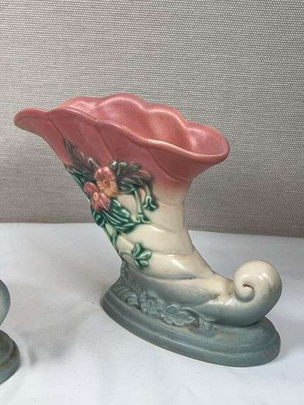 Hull Art Pottery Wildflower cornucopia vases