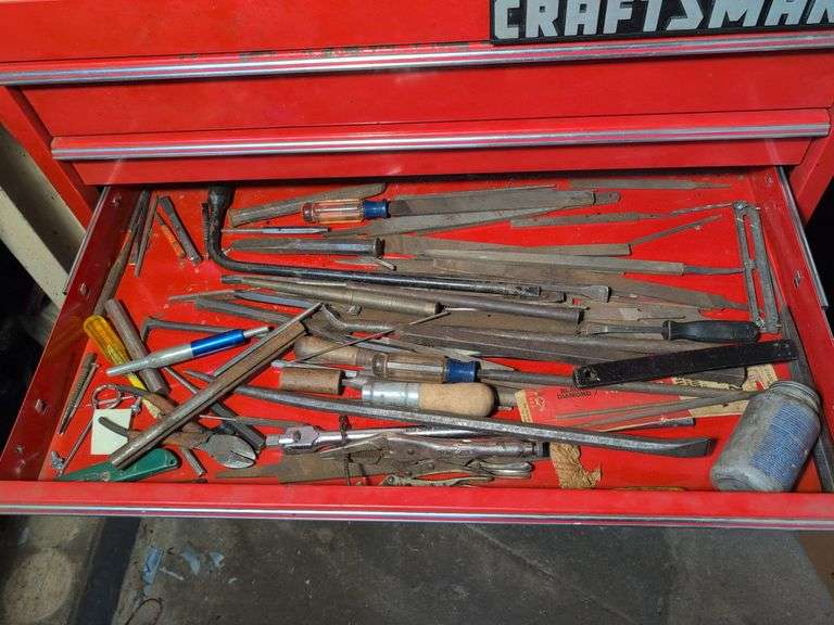 Drawer of files, side cutters, and other tools