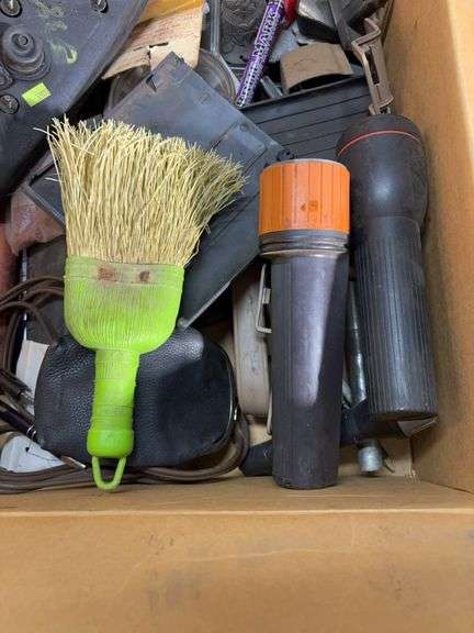 Box of bottles of fluids - see photos