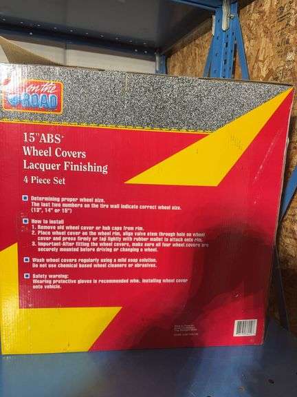 (4) boxes of matching 13” ABS wheel covers, unopened in box
