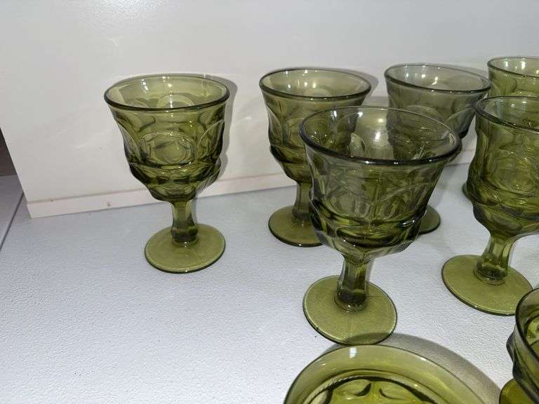 FOSTORIA ARGUS GREEN GOBLETS