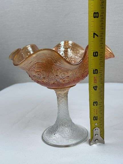 Imperial Peacock & Urn Carnival Glass Compote