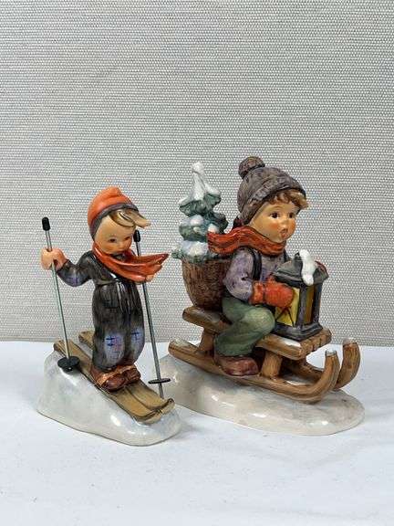 GOEBEL HUMMEL SLED AND SKIER FIGURINES