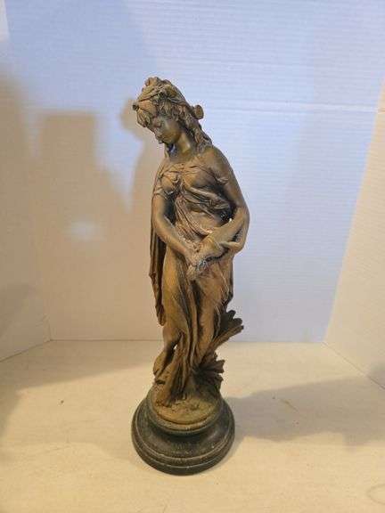EARLY BRONZE LADY SCULPTURE 21" TALL