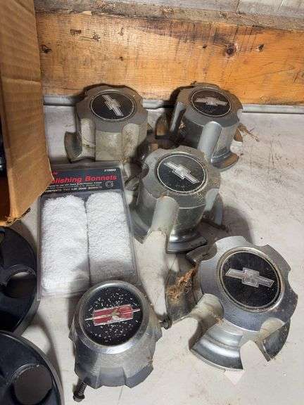 Chevy hubcap parts and other items