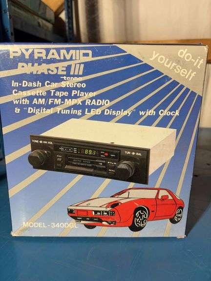 In-Dash Car stereo cassette tape player and 8” Full range acoustic suspension speaker