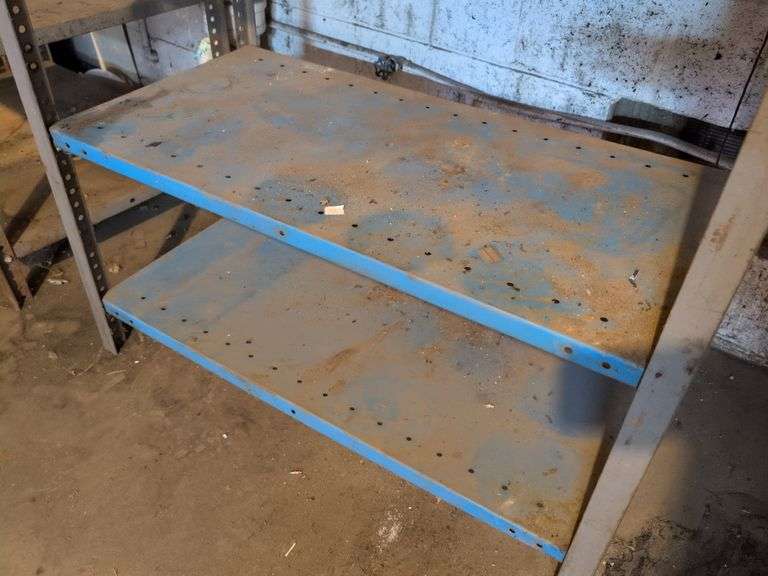 Blue metal shelving rack - 36" x 18" x 50"