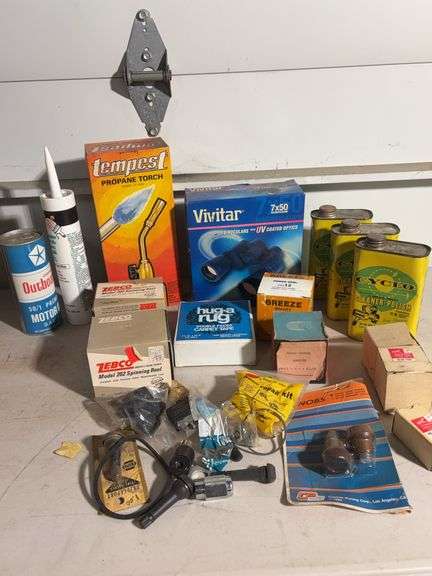 Vivitar Binoculars, Tempest propane torch, spinning reels, Caulk and more