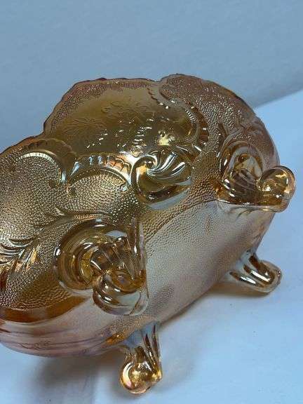 Fenton Orange Tree Marigold Carnival Glass Bowl