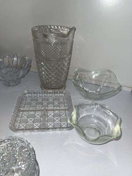 WEXFORD AND OTHER PRESSED GLASS SERVING PIECES