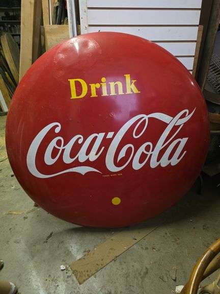 4' COCA-COLA METAL BUTTON SIGN