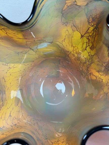 Wavy Art Glass Vase. Signed by John Mcdonald