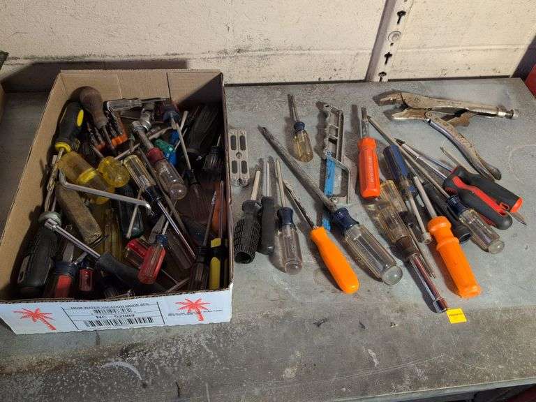Flat of screwdrivers and other hand tools
