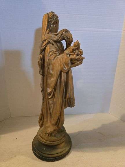 EARLY BRONZE LADY SCULPTURE 21" TALL