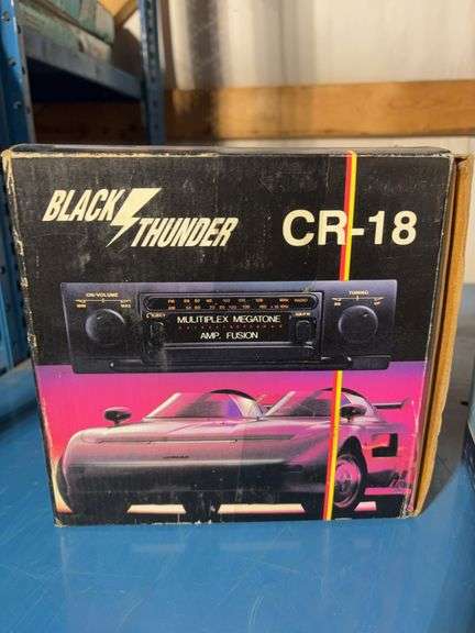 Black Thunder In-Dash Car stereo cassette tape player and 8” Full range acoustic suspension speaker