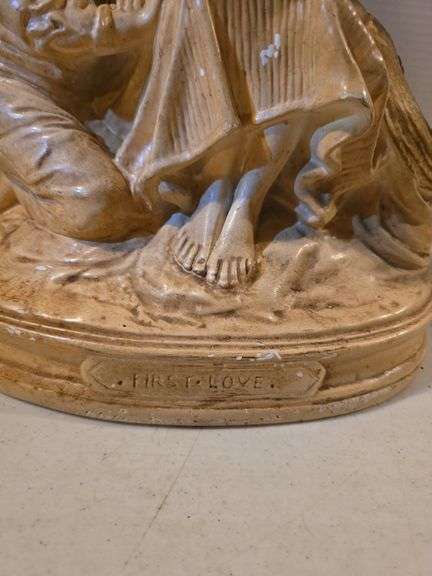 FIRST LOVE CHALKWARE BOY AND GIRL SCULPTURE 14" TALL
