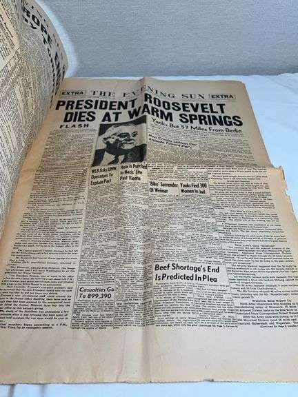 ANTIQUE NEWSPAPER AND ASSORTED BANNERS