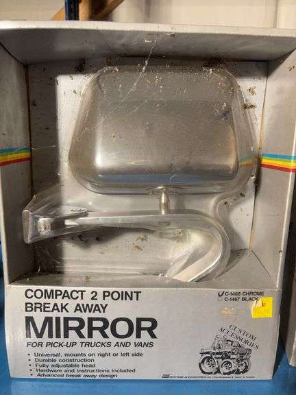 (2) matching Compact 2 point break away mirrors, unopened in box