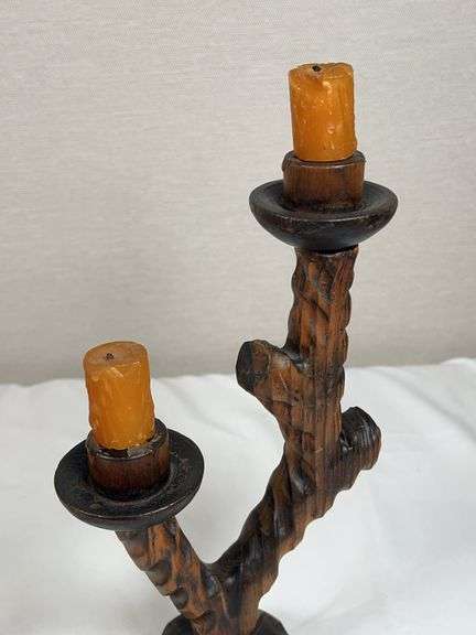 HANDCARVED WOOD CANDLESTICKS