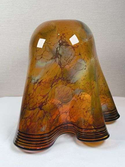 Wavy Art Glass Vase. Signed by John Mcdonald